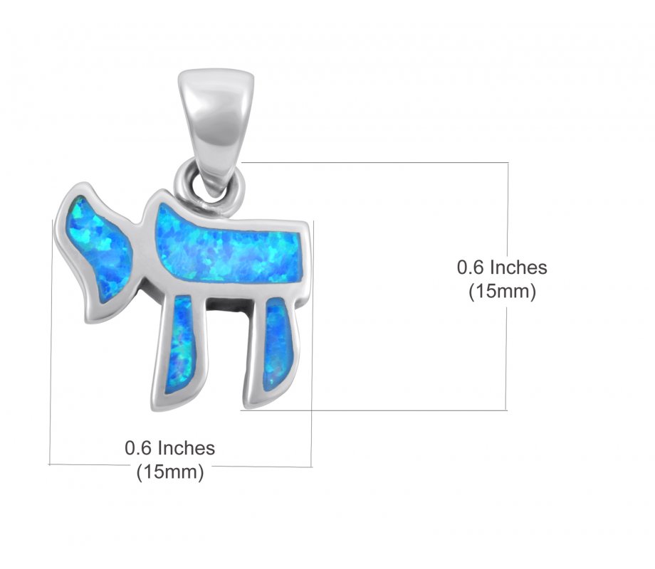 Sterling Silver Necklace with Opal Filled Chai Pendant