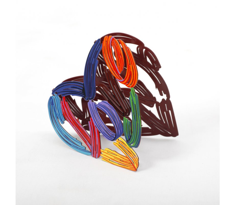 Strokes of Love Free Standing Double Sided Heart Sculpture - David Gerstein