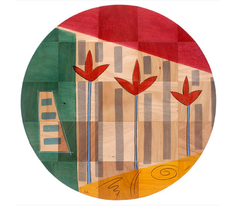 Sun Stems Round Floor Mat - Kakadu