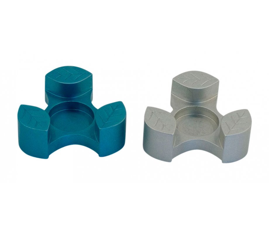Teal Anodized Aluminum Travel Candle Holders, Leaf Collection - Avner Agayof