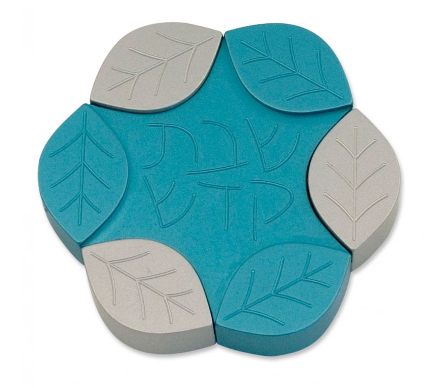 Teal Anodized Aluminum Travel Candle Holders, Leaf Collection - Avner Agayof