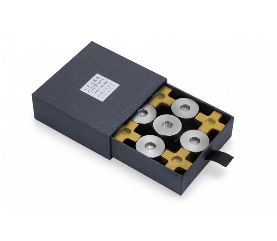 Tic Tac Toe Hanukkah Menorah, Gold - Laura Cowan