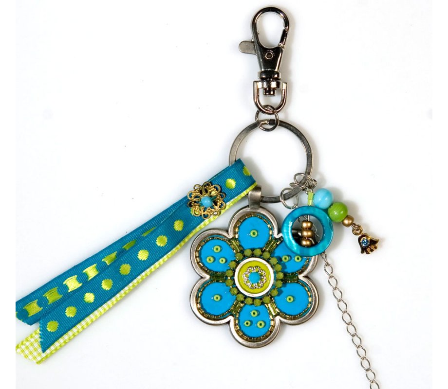 Turquoise Flower Keychain by Shahaf