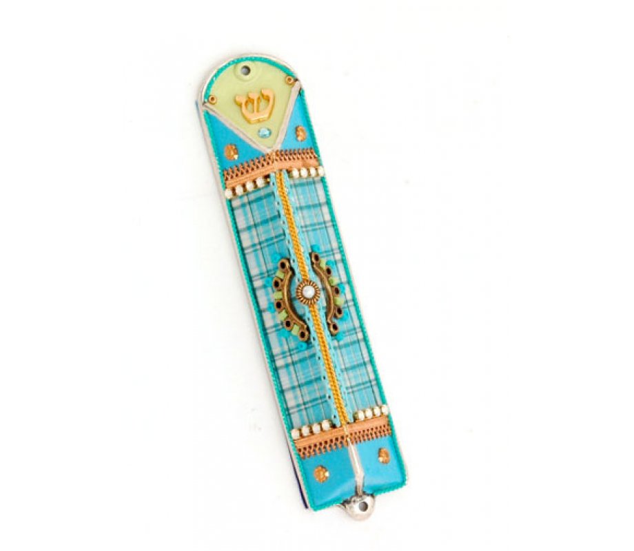 Turquoise Triangle Mezuzah Case - Ester Shahaf