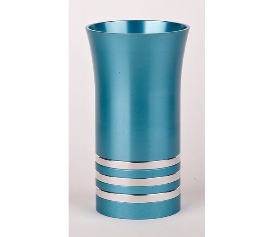 Turquoise with Stripes Anodized Aluminium Kiddush Cup by Agayof