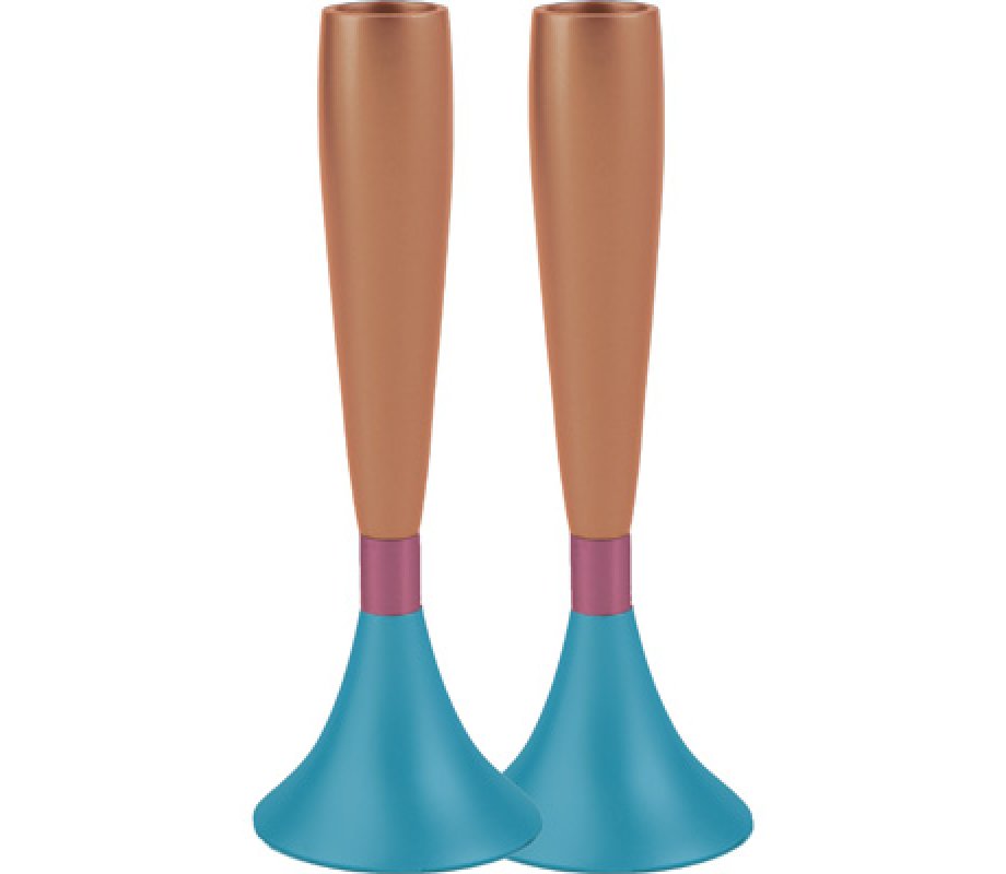 Two Tone Anodized Aluminum Slender Candlesticks - Yair Emanuel