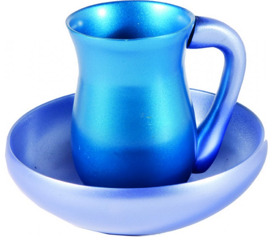 Two-Piece Aluminum Mayim Achronim Set, Turquoise by Yair Emanuel