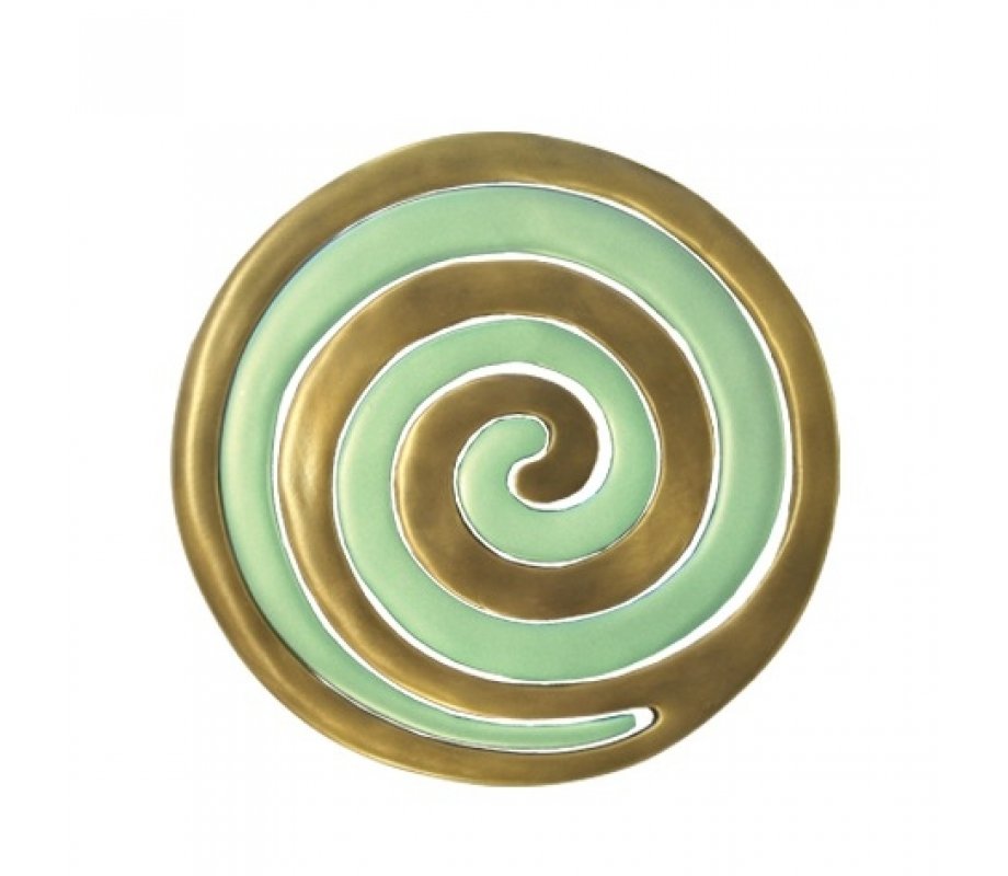 Two-in-One Anodized Aluminum Gold and Green Trivets, Swirls - Yair Emanuel