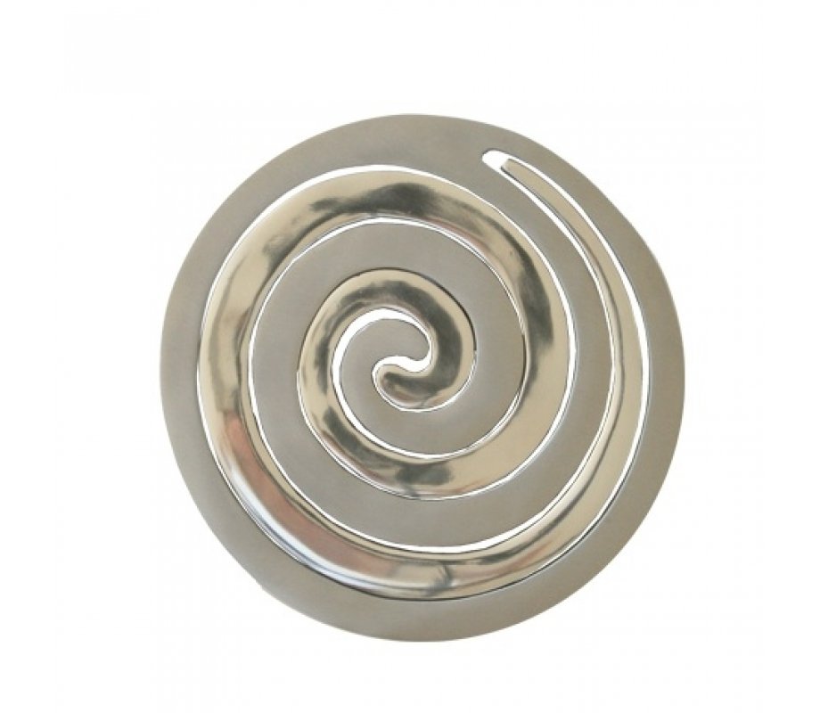 Two-in-One Silver Aluminum Trivet, Swirls by Yair Emanuel