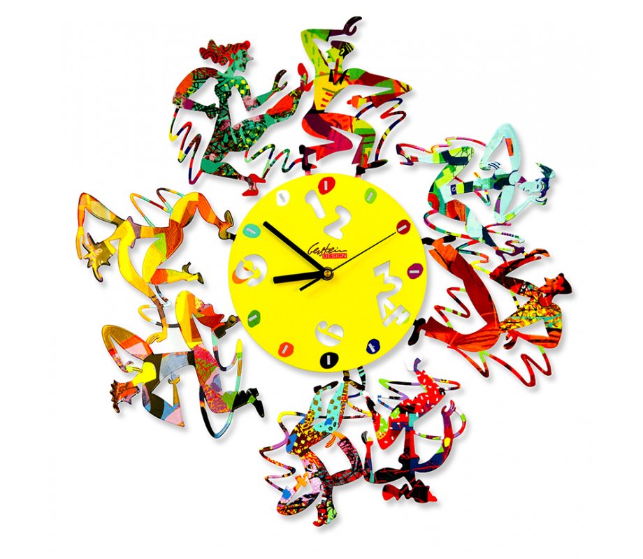 Wall Clock Framed with Lively Disco Dancers - David Gerstein