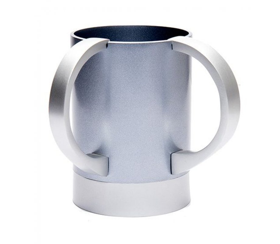 Wash Cup Natla with Words Al Netilat Yadayim, Two Tone in Gray - Yair Emanuel