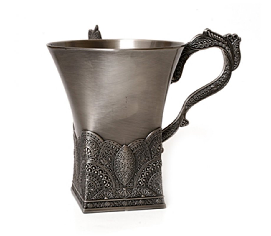 Wash Cup in Pewter with Filigree Design