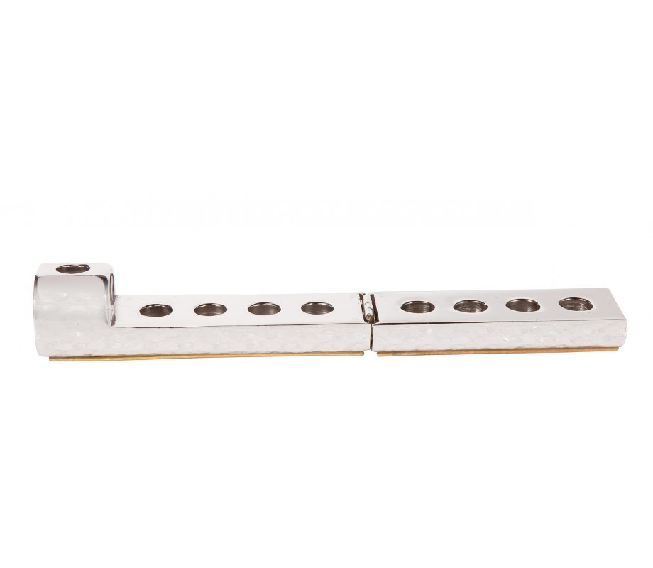 White Compact Aluminum Hanukkah Menorah with Colored Stripes - Yair Emanuel