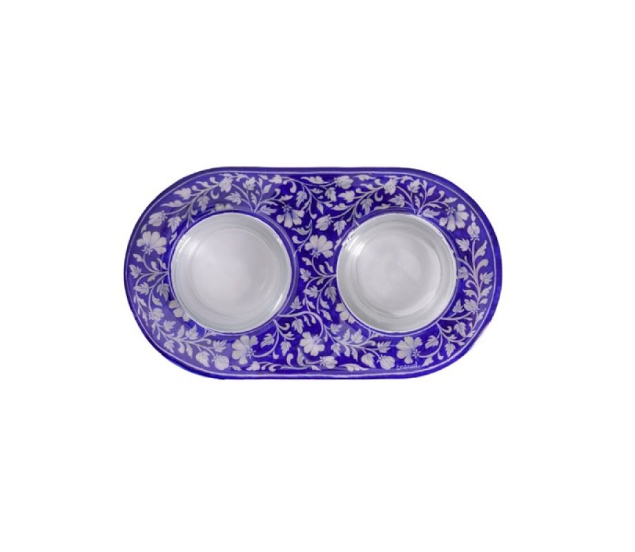 White Flower Design Glass and Metal Candle Holders for Tea Lights - Yair Emanuel