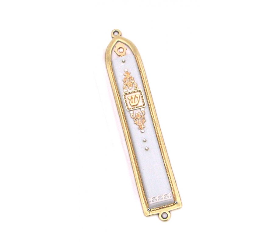 White Mezuzah with Hamsa - Shahaf