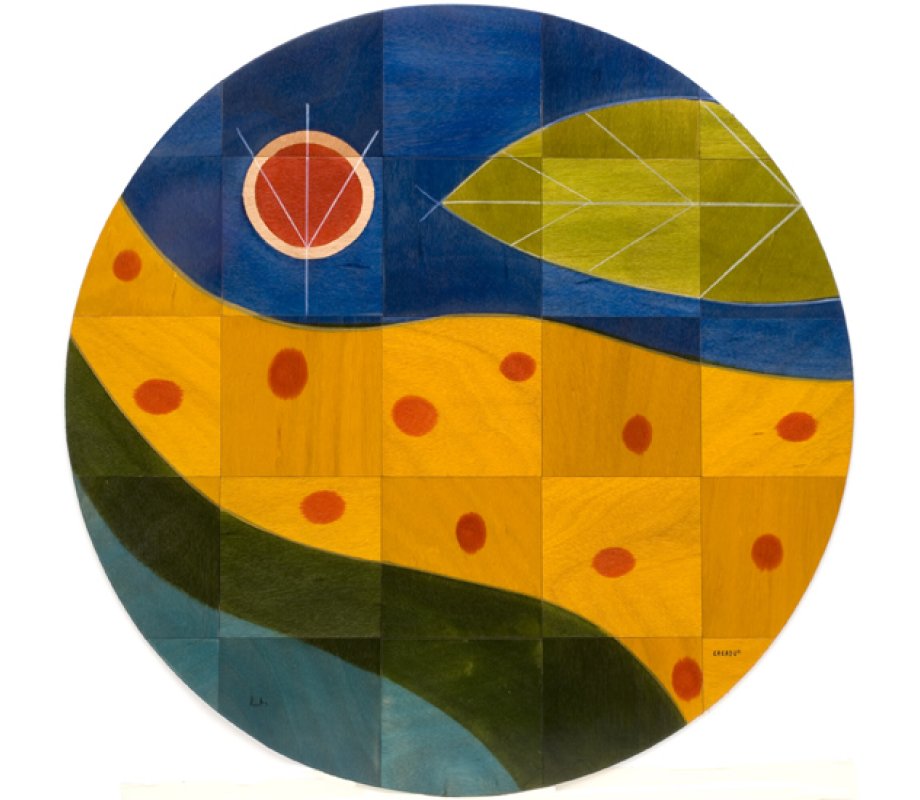 Yellow Path Round Floor Mat - Kakadu