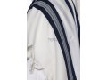Yishtabach Classic Wool Tallit Non Slip Prayer Shawl - Dark Navy Stripes
