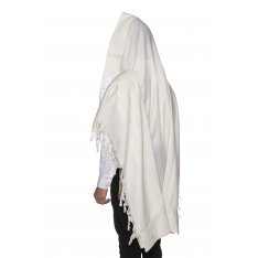 Yishtabach Classic Wool Tallit Non Slip Prayer Shawl - Pure White Stripes