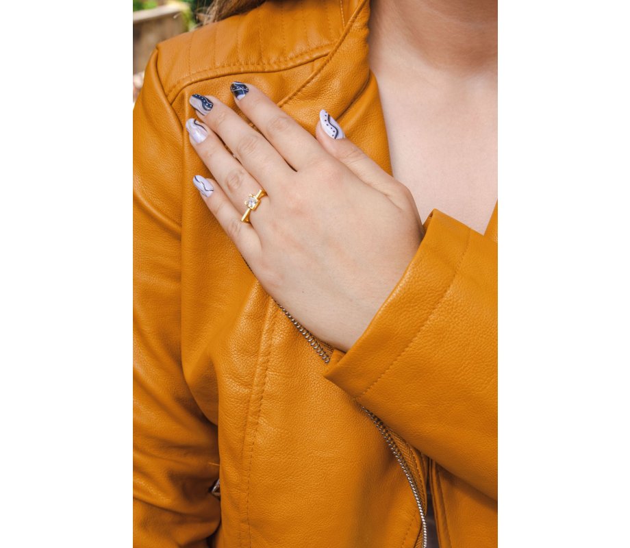 Zircon Decorated Square Sterling Silver Ring Choice of Sterling Silver or Gold Plate