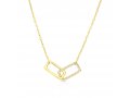 Zircon Pendant Necklace with Linking Rectangles  Choose Sterling Silver or Yellow Gold